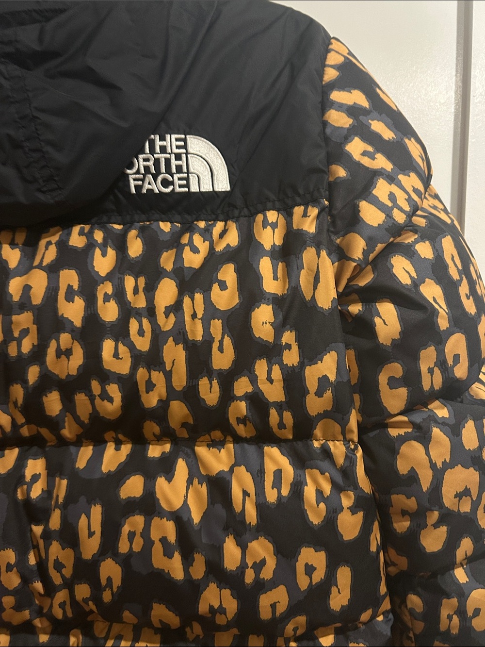 The North Face Black & Gold Leopard Nuptse Puffer Jacket - Picture 3 of 4